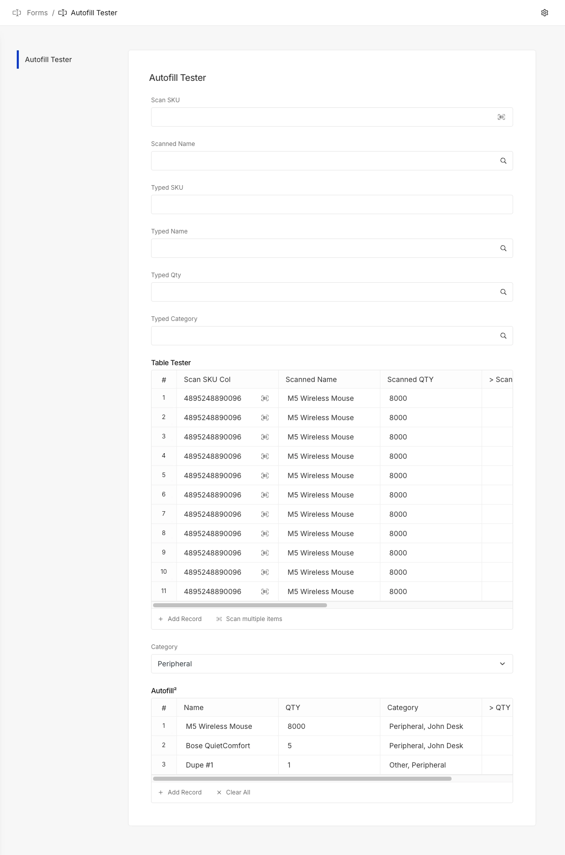 Test form: not something a real customer would create, but great for testing performance